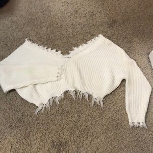 Cropped Frilled Sweater